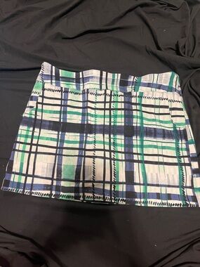 Plaid Mini Skirt in White, Blue & Green